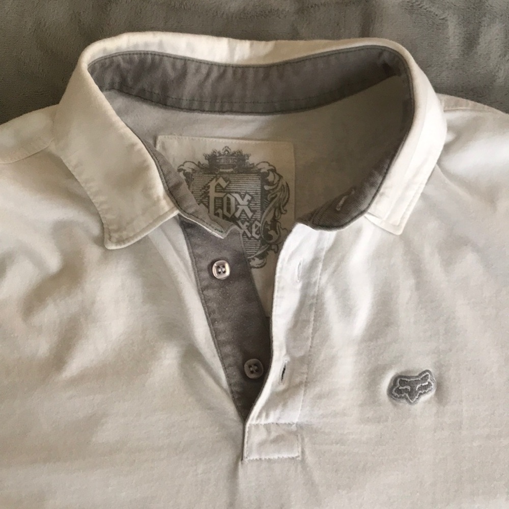 Fox deluxe white polo shirt size small